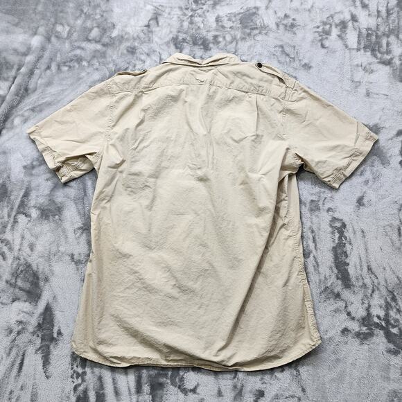 Eddie Bauer Shirt Mens L Beige Cotton Classic Fit Short Sleeve Button Down - Picture 2 of 9